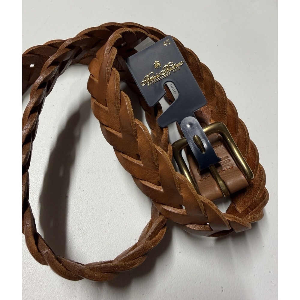 Brooks Brothers Leather Braided Woven Belt Men's Sz 40 Brown New
